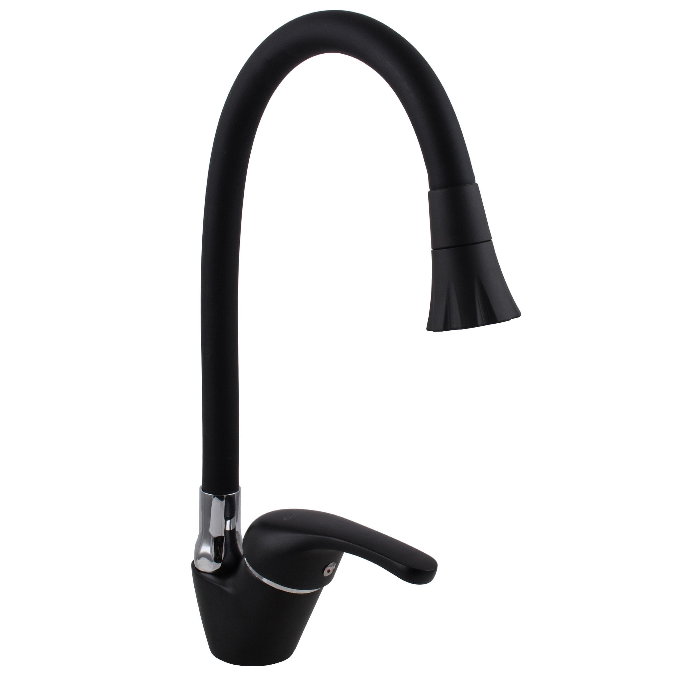 Змішувач для кухні Globus Lux Solly 000031318 з гнучким виливом Чорний (271307)