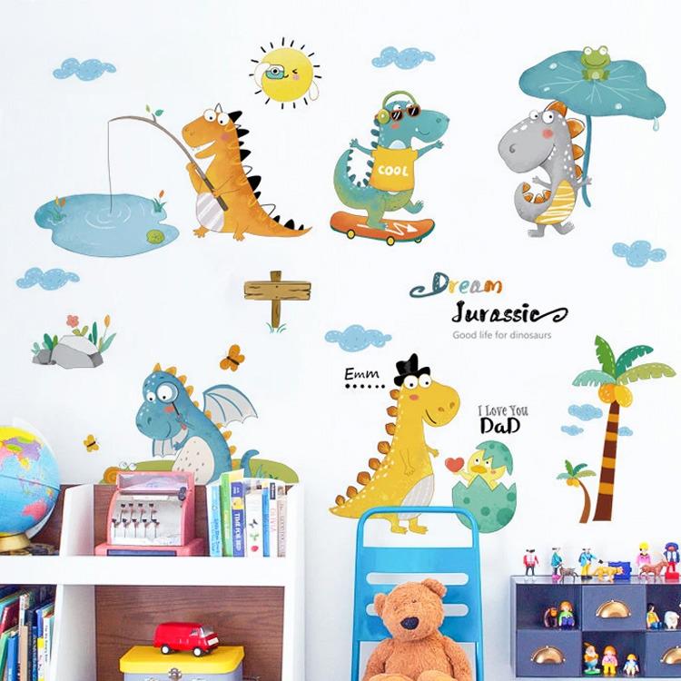 Набір вінілових наліпок Динозаври на відпочинку в дитячу кімнату на стіну для хлопчиків і дівчаток 30х90 см - фото 6 Набір вінілових наліпок Динозаври на відпочинку в дитячу кімнату на стіну для хлопчиків і дівчаток 30х90 см - фото 6