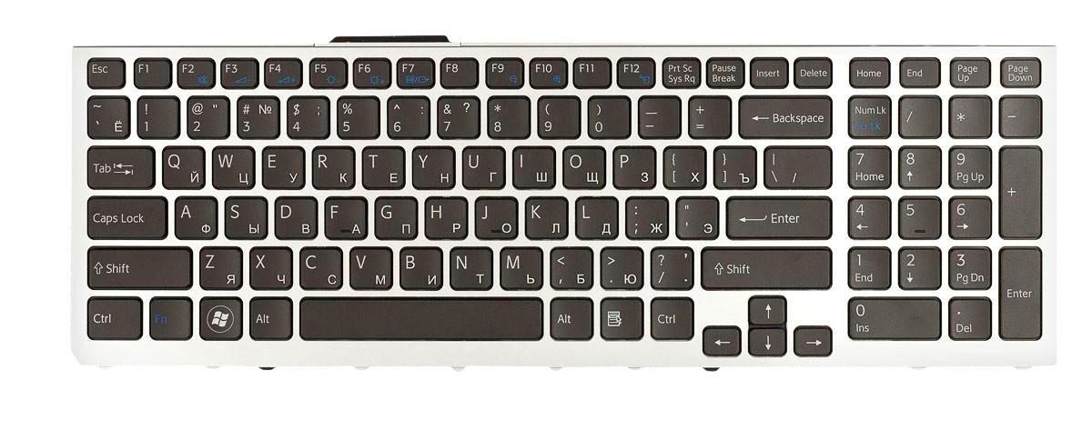 Клавиатура для ноутбука Sony Vaio VPC-F11 с подсветкой Light Silver Frame Black