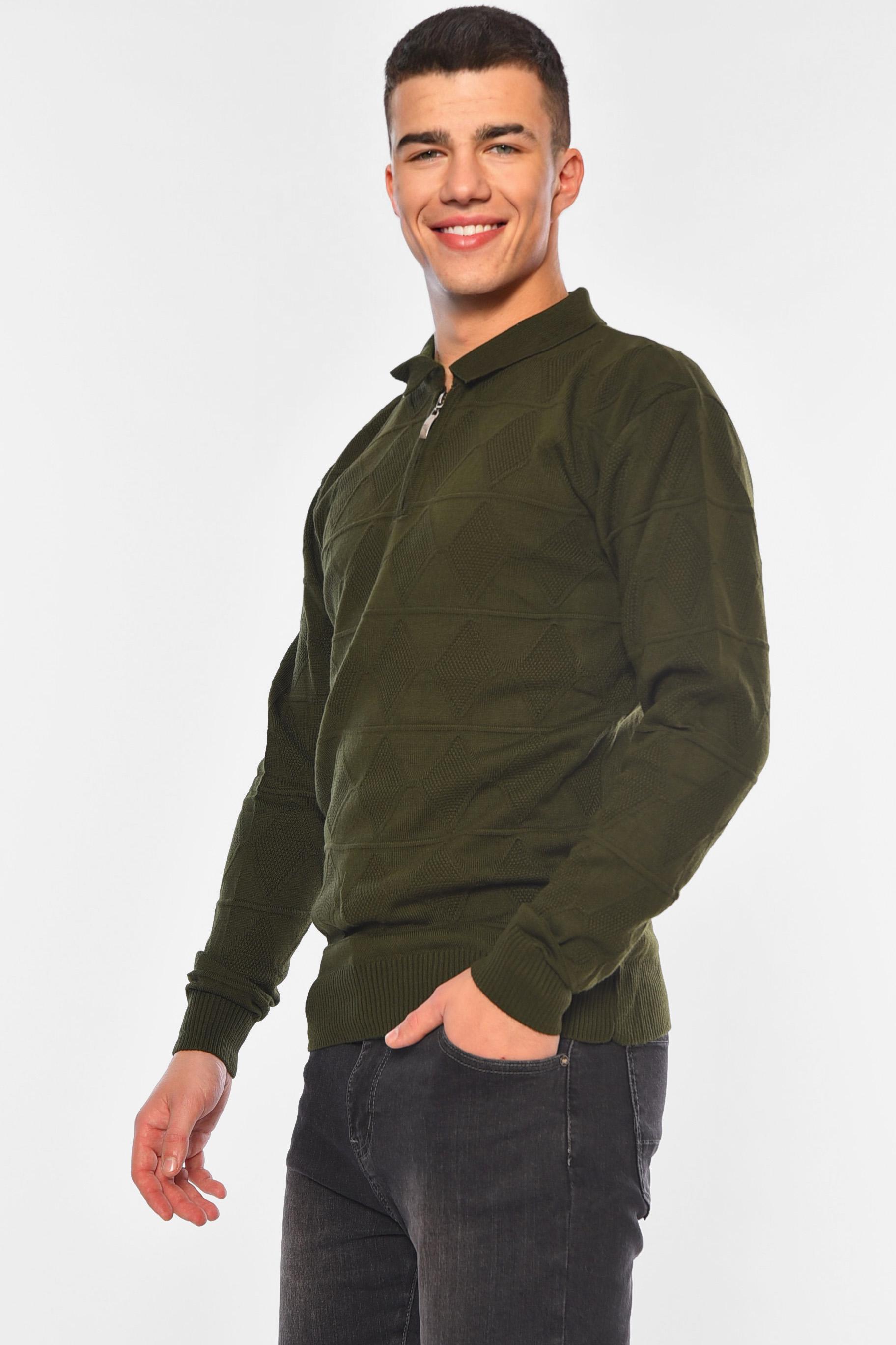 Свитер мужской однотонный M Темно-зеленый (194476) - фото 2