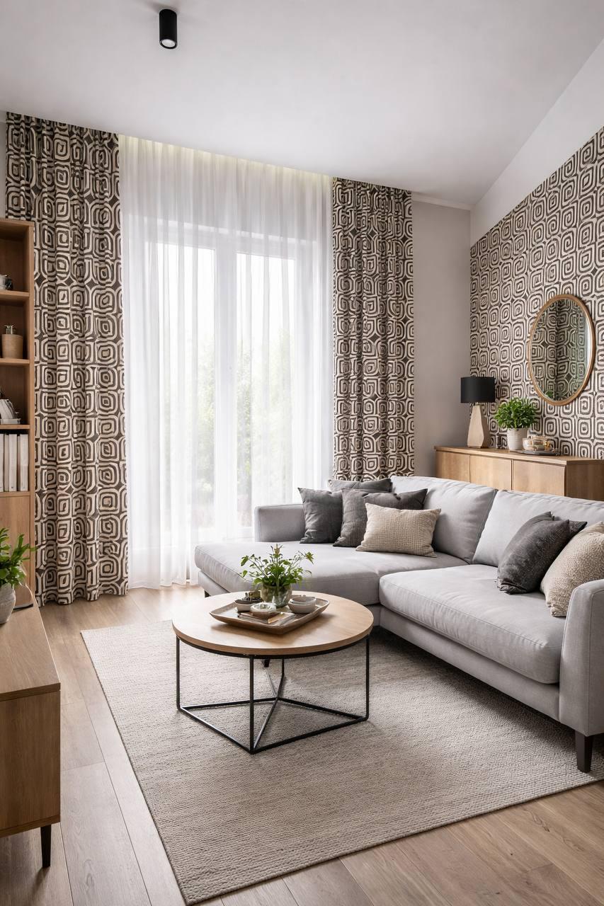 Тюль-вуаль комбинированный Цветок 820х270 см Бело-серый