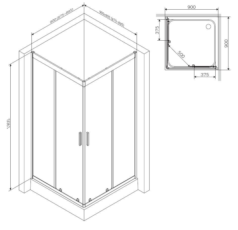 Душевая кабина AM.PM Gem W90UG-403-090MT 90x90x190 см Хром (130463) - фото 2