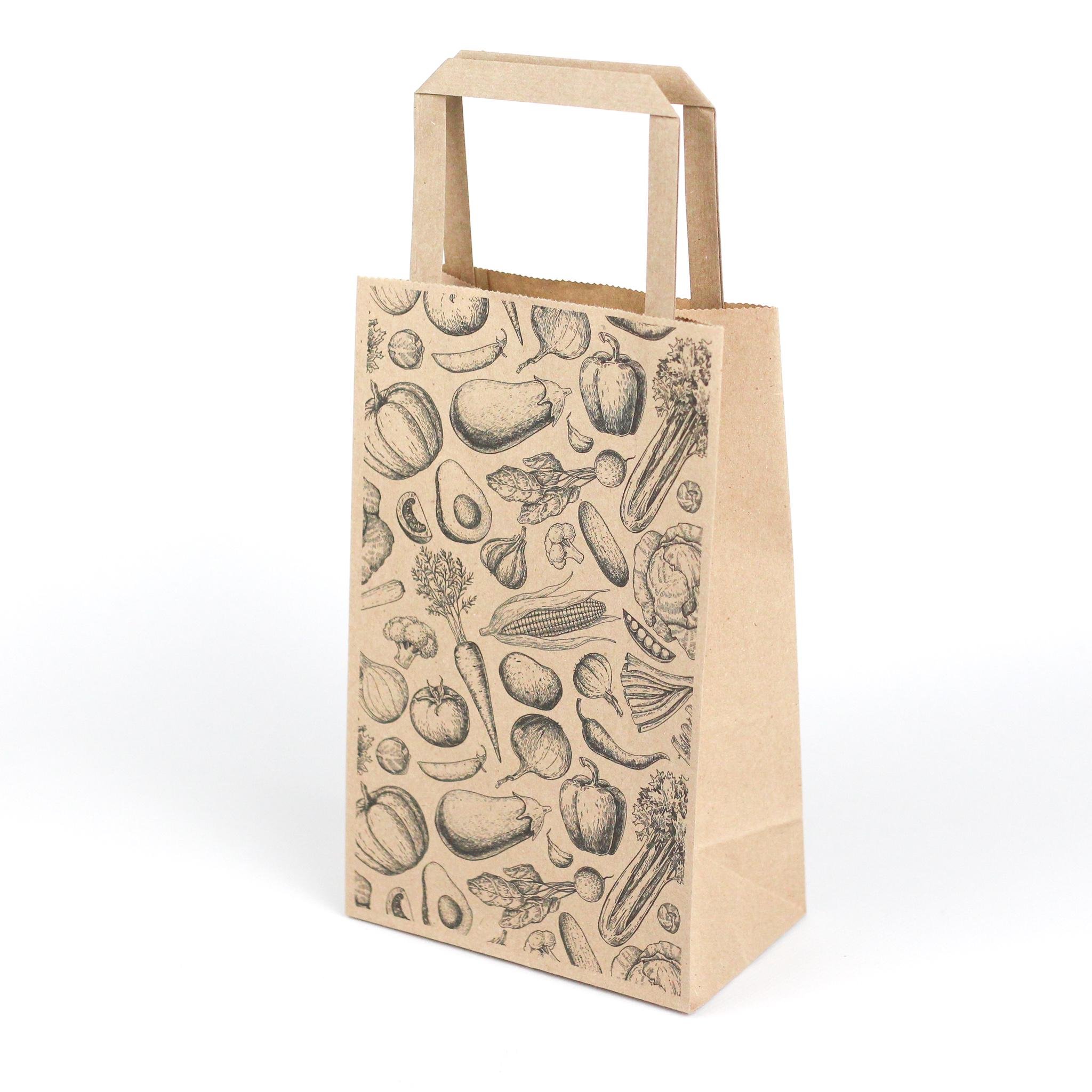 Пакет подарунковий з принтом Продукти 150х90х240 мм 20 шт. Коричневий