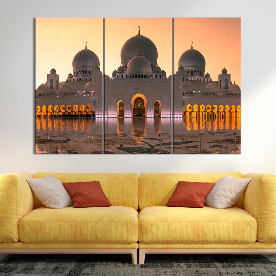 Картина город Белоснежная мечеть шейха Зайда в Абу-даби 128x81 см (A659-3)