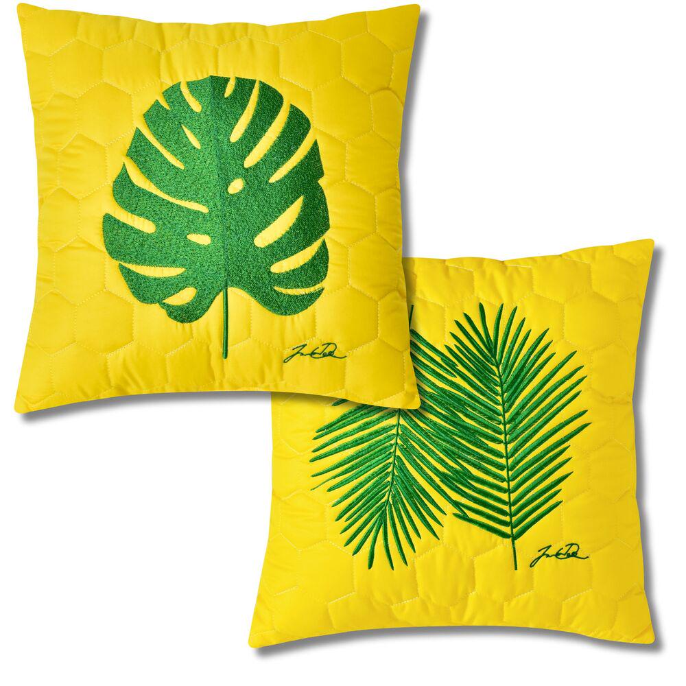 Подушка декоративная 40х40 Тропикал двухсторонняя с вышивкой гипоаллергенная Желтый