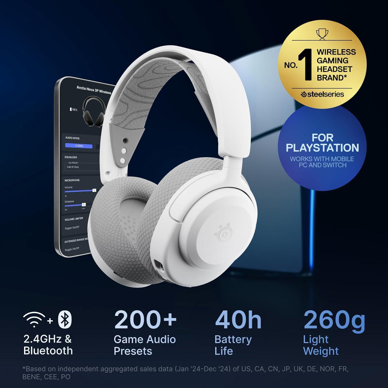 Беспроводные наушники SteelSeries Arctis Nova 3P Wireless MultiPlatform White (61687) - фото 5