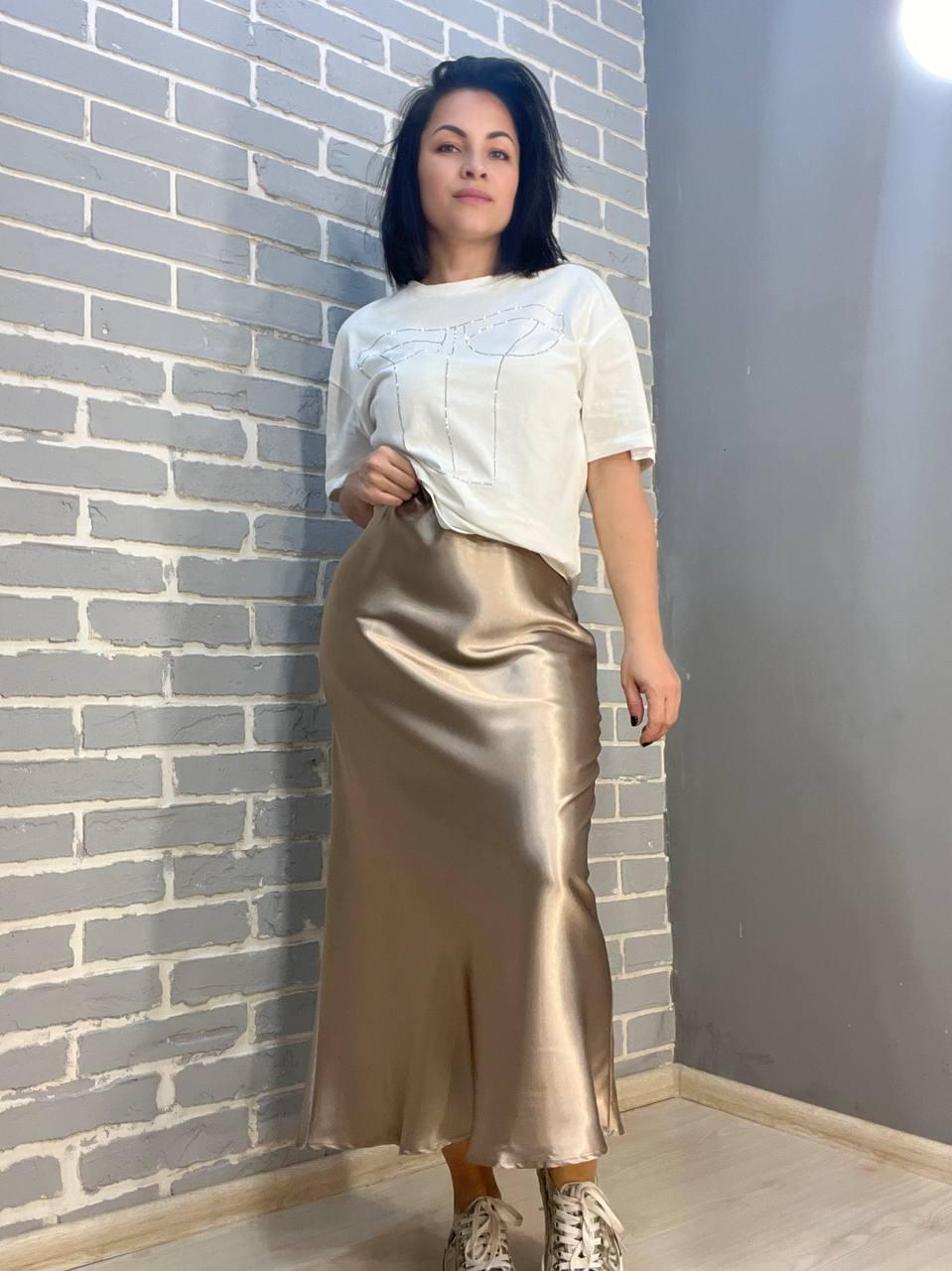 Юбка женская CLEW 0222 шелковая длинная макси M Бежевый (1752) - фото 4 Юбка женская CLEW 0222 шелковая длинная макси M Бежевый (1752) - фото 4