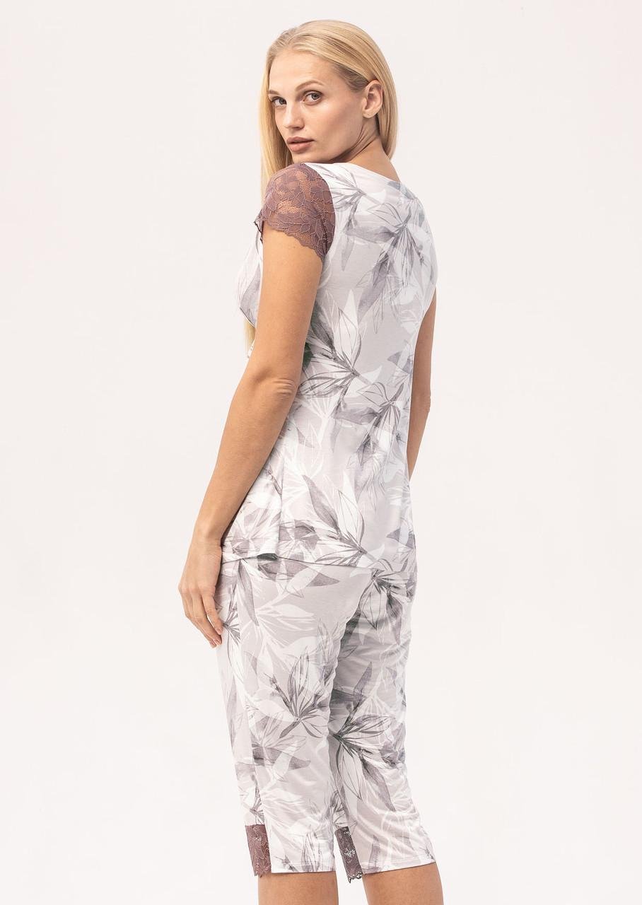 Пижама женская Roksana с кружевом блуза/бриджи из вискозы 5XL Бежевый (1366/60768) - фото 2 Пижама женская Roksana с кружевом блуза/бриджи из вискозы 5XL Бежевый (1366/60768) - фото 2
