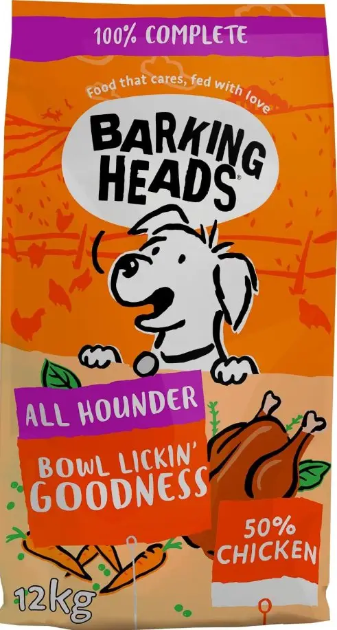 Корм сухой для взрослых собак Barking Heads CHICKEN ALL HOUNDER BOWL LICKIN' GOODNESS с курицей 12 кг (24680709)