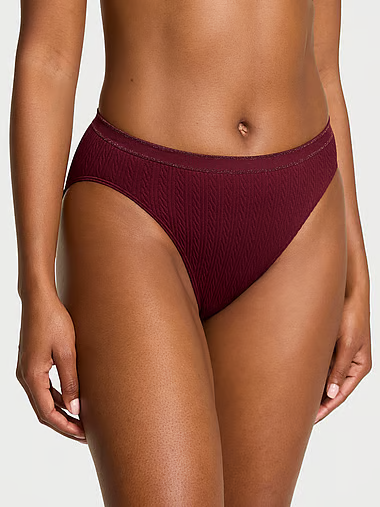 Трусики женские Victoria's Secret Seamless Cable-Knit High-Leg Brief XL Бордовый (26299514954)