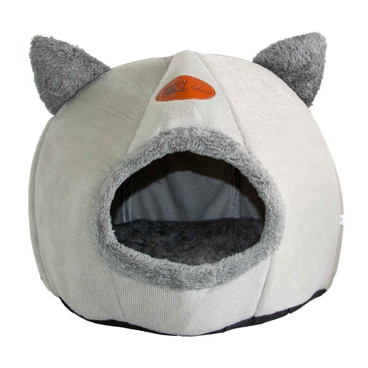 Домик для кота Aoxin 35х35х34 см с полосками Серый (1010426-Gray-2)