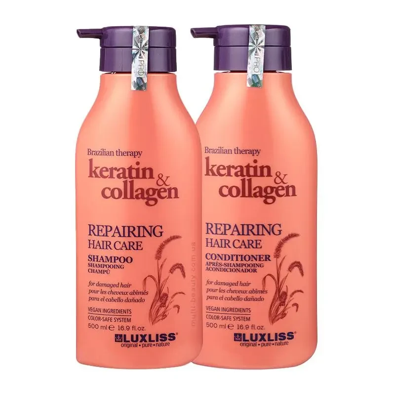 Набір відновлюючий шампунь та кондиціонер з кератином та колагеном Luxliss Keratin & Collagen Repairing Hair Care 2x500 г (2687441066)