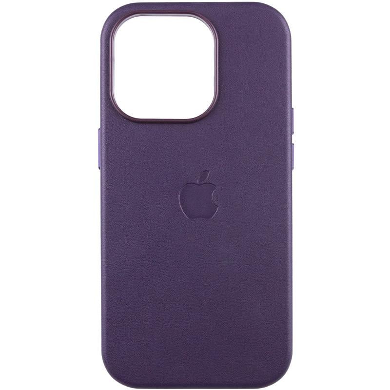 Протиударний шкіряний чохол Leather Case (AAA) with MagSafe and Animation для Apple iPhone 14 Pro Max (6.7") Deep Violet