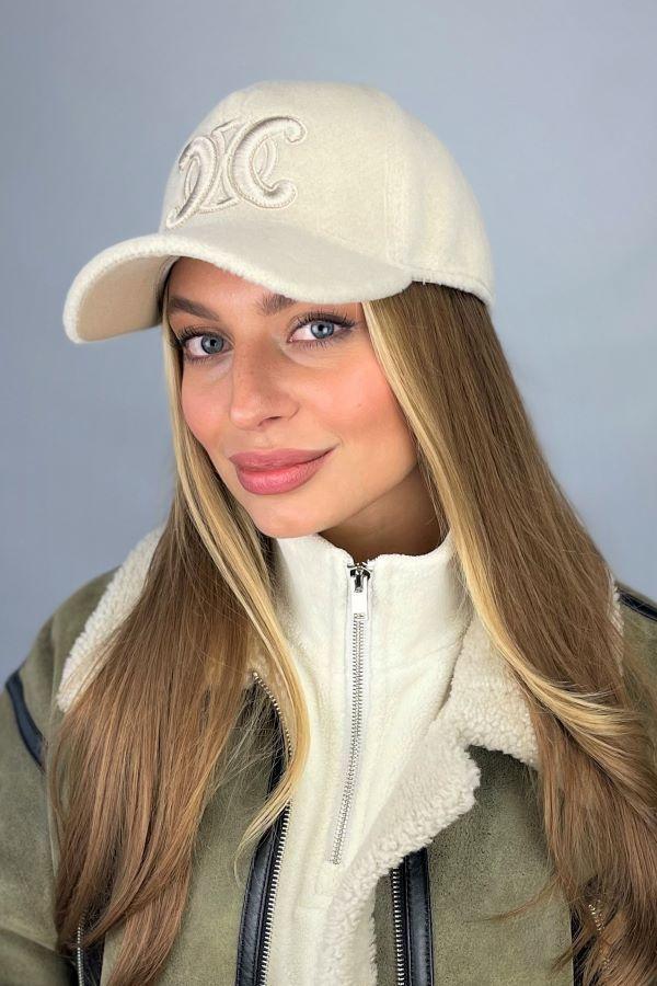 Бейсболка из пальтовой диагонали с вышивкой Braxton Lace 6099 Бежевый (2490429479)