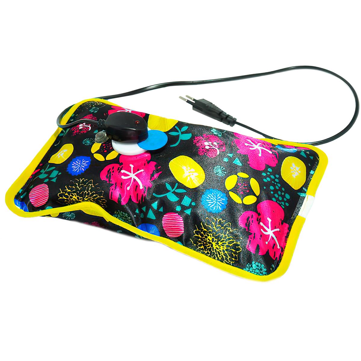 Электрическая грелка водяная/многоразовая Цветы 26х18 см Черный (1009158-Black)