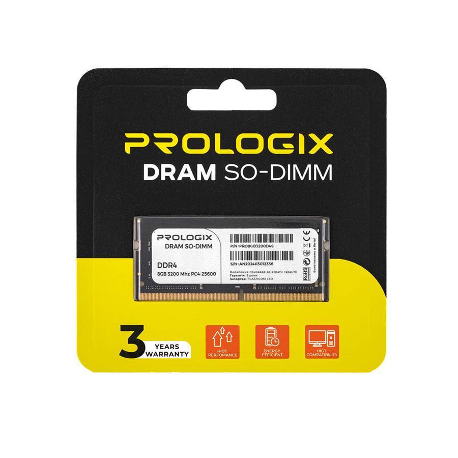 Модуль памяти Prologix SO-DIMM DDR4 8Gb 3200MHz PC4-25600 1,2V CL22 (PRO8GB3200D4S) Модуль памяти Prologix SO-DIMM DDR4 8Gb 3200MHz PC4-25600 1,2V CL22 (PRO8GB3200D4S)