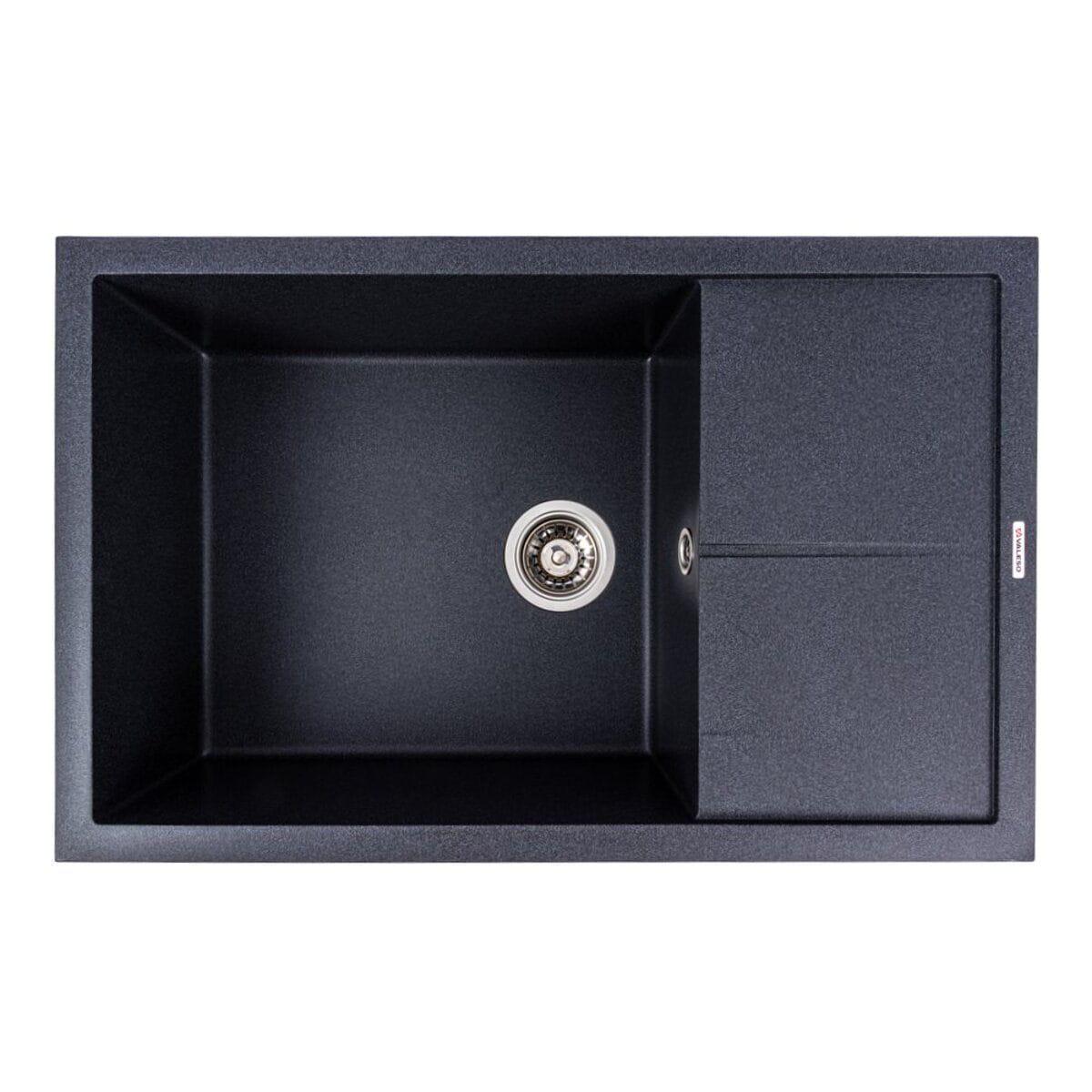 Мойка гранитная Valeso Calypso врезная прямоугольная матовая 790х500 мм Карбон