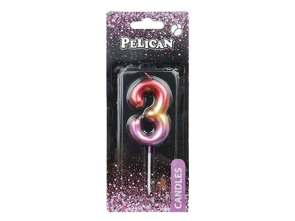 Свеча для торта Pelican 3 6 см Разноцветный (866063)