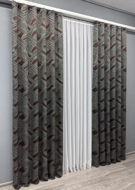 Комплект штор Mystery жакард 1,5х2,9 м 2 шт. Сірий/Венге (1623ш) - фото 3