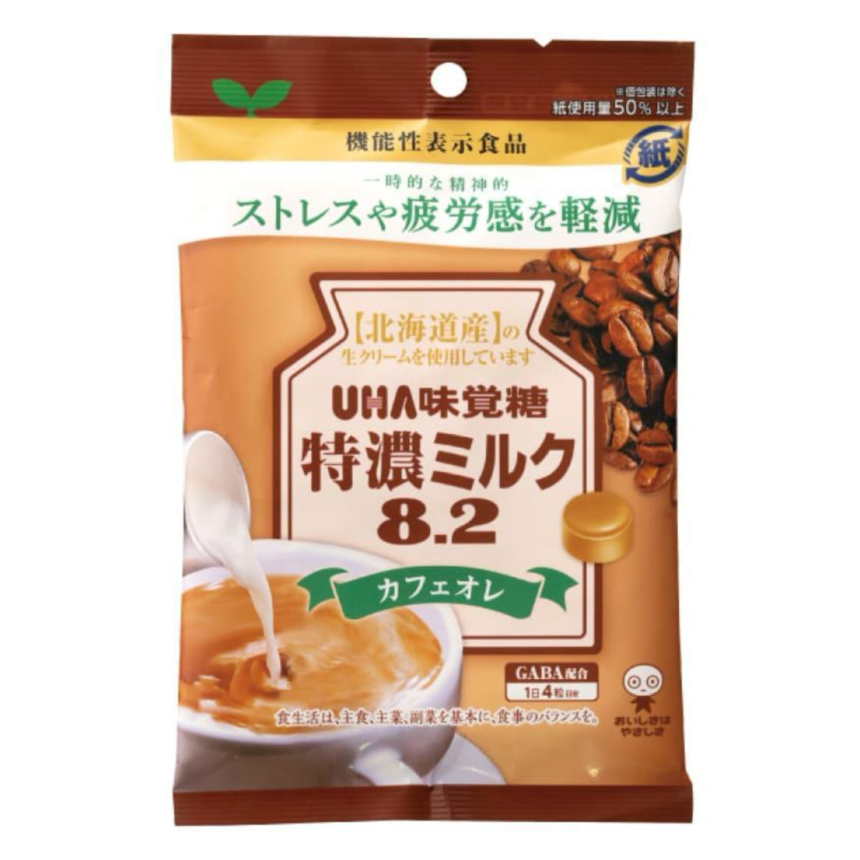 Леденцы UHA TOKUNO 8.2 Caffe au Lait карамель латте с GABA против стресса 93 г (2659880486)