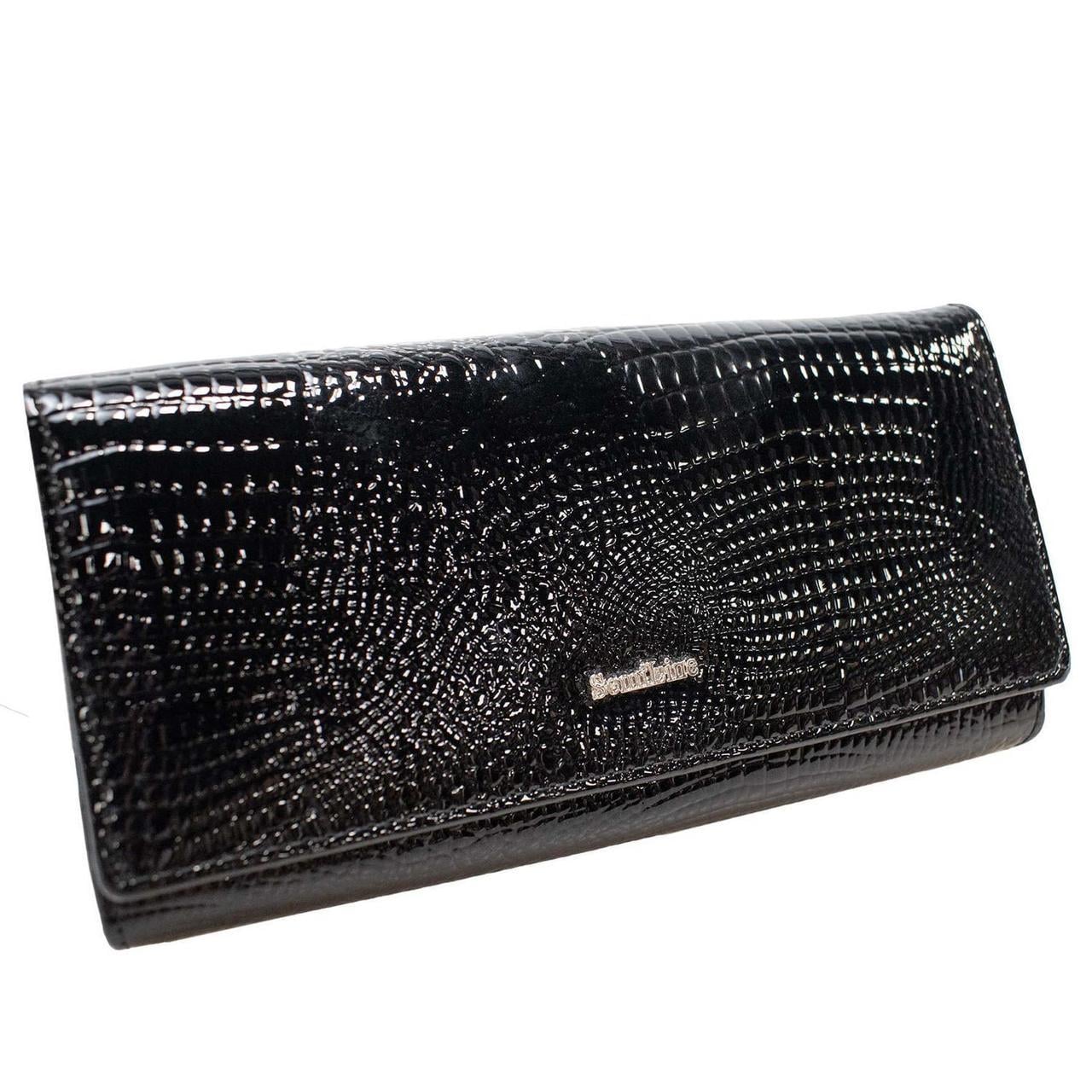 Кошелек женский кожаный Semi Line RFID лакированный под крокодила Black (DAS303117)