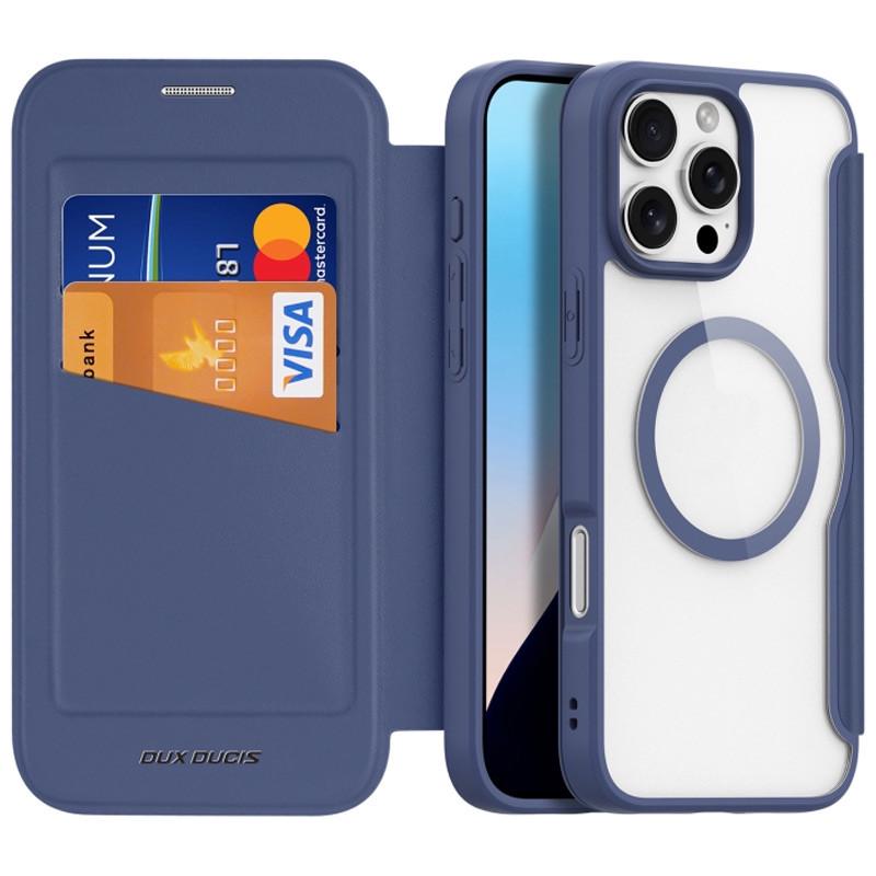 Протиударний Чохол-книжка шкіряний Dux Ducis Skin X Pro with MagSafe для Apple iPhone 16 Pro Max Blue