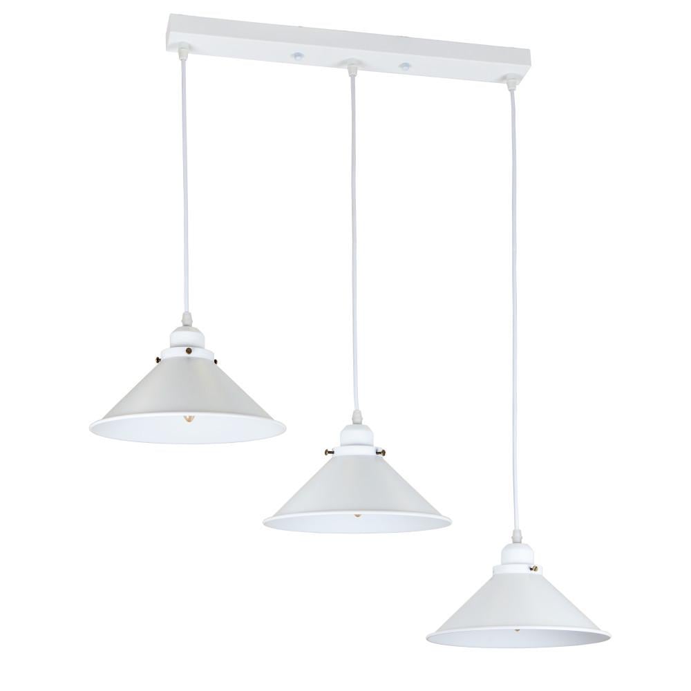 Люстра линейная Levistella 752839F-3 500 с тремя подвесными металлическими плафонами Белый (1887935519)