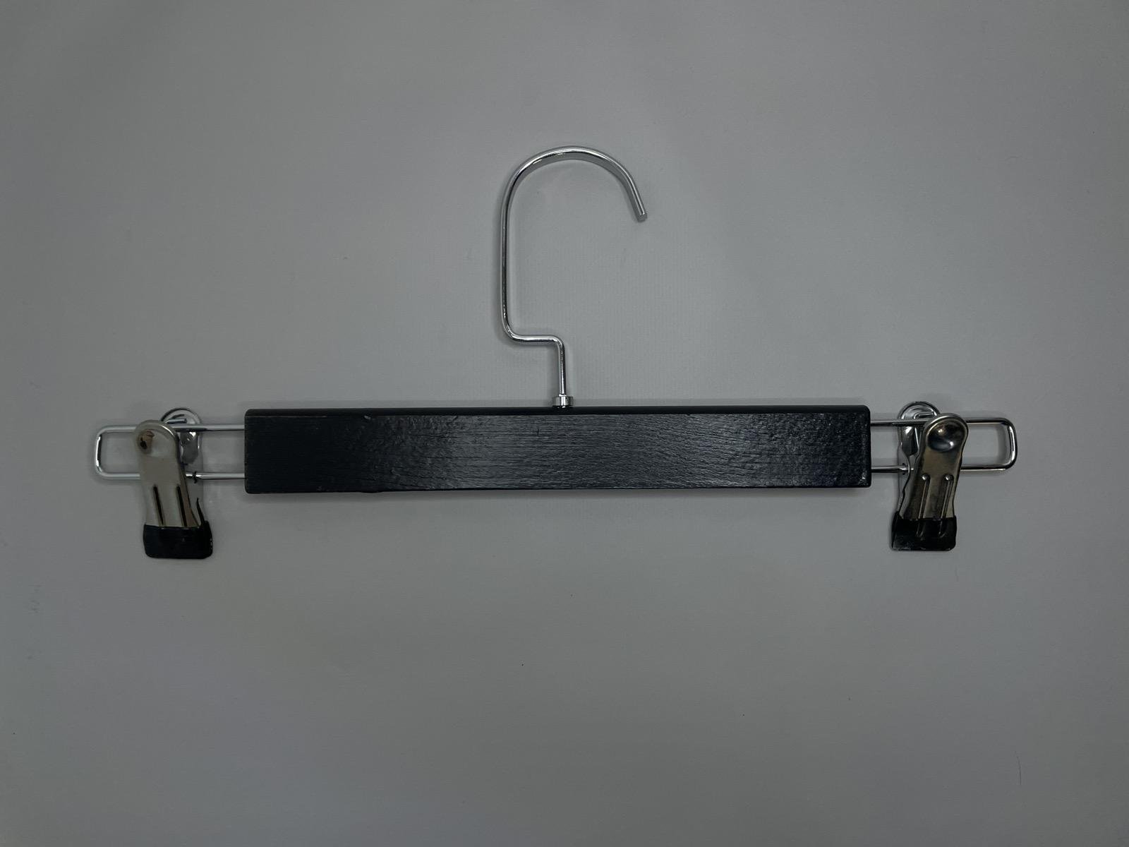 Вешалка плечики ИВА с прищепками для юбок и брюк с деревянной вставкой 33 см Черный Вешалка плечики ИВА с прищепками для юбок и брюк с деревянной вставкой 33 см Черный