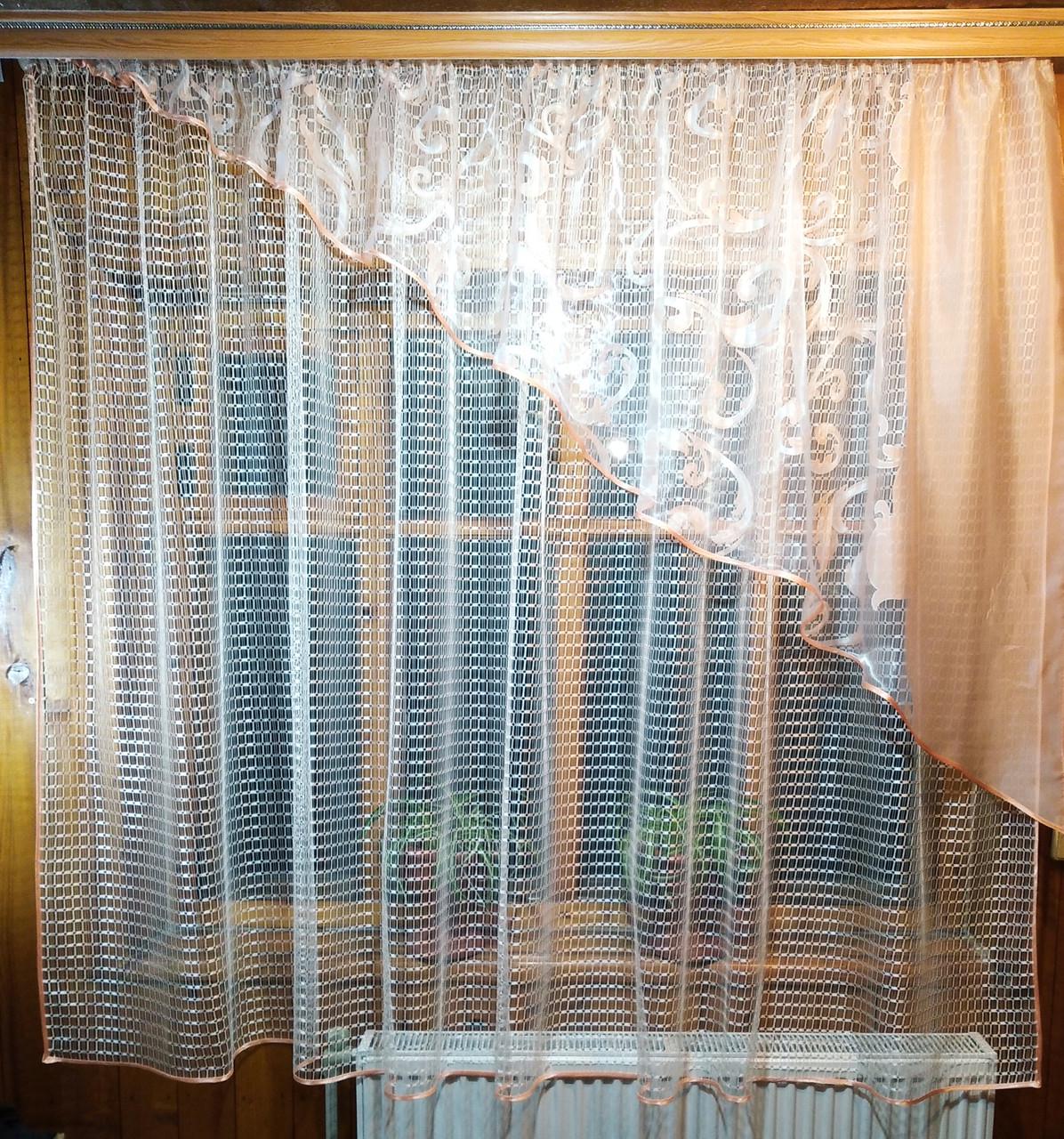 Шторы Фаина вензель правая Персиковый/Молочный (1574013851)