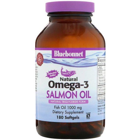 Жир лосося Bluebonnet Nutrition Natural Omega-3 Salmon Oil 1000 мг 180 Softgels (BLB0953)