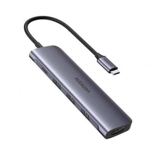 Док-станция USB3.0 Type-C USB UGreen CM136 3.0x3/HDMI/PD 50209 Серый