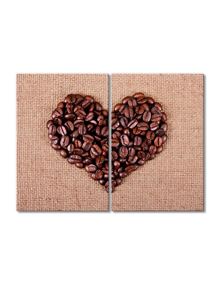 Картина модульная Сердце в кофейных зернах 2 модуля 40х60 см