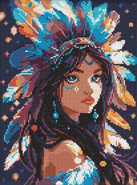 Алмазная мозаика Ideyka Индианка девушка 30x40 см (Id-AMO8069)