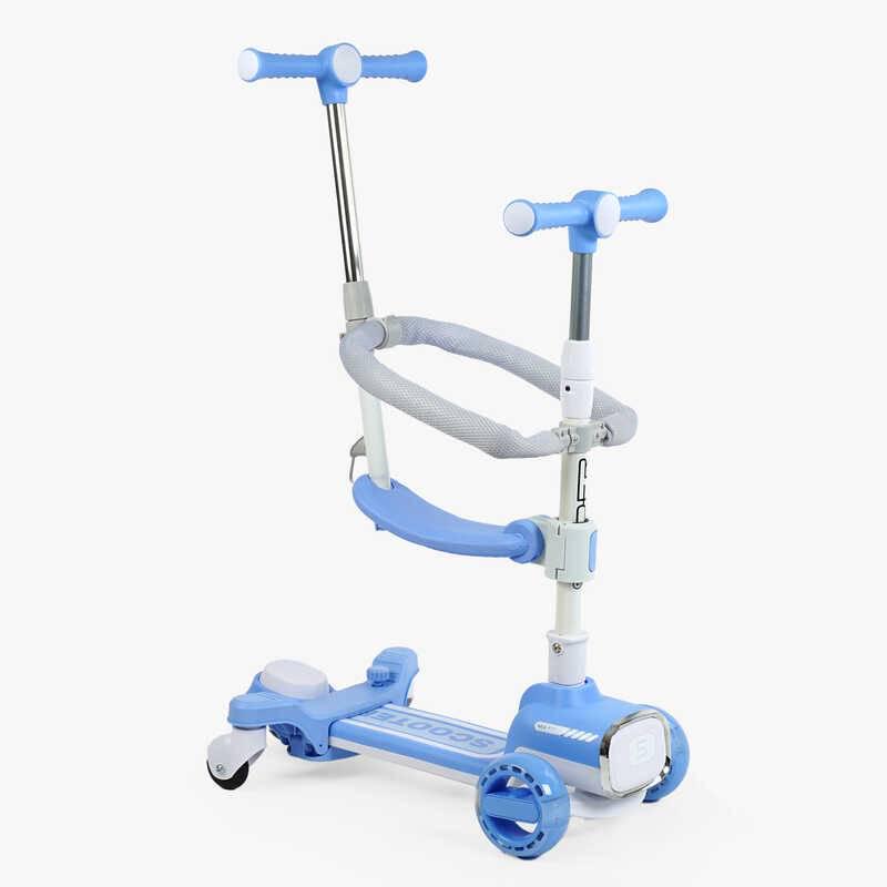 Самокат Skyper 5в1 PU колеса со светом/музыка и дополнительными колесами 125х40 мм Blue (154312)