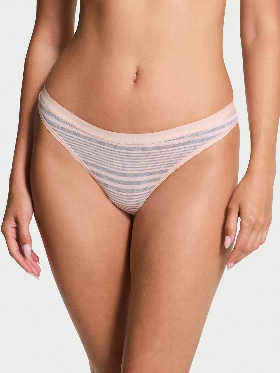 Трусики жіночі Victoria's Secret Stretch Cotton Thong у смужку S Рожевий (2361824437)