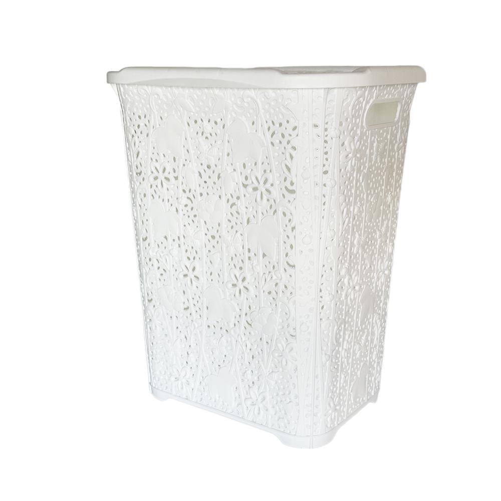 Корзина для белья SNMZ LACE с крышкой пластик Белая