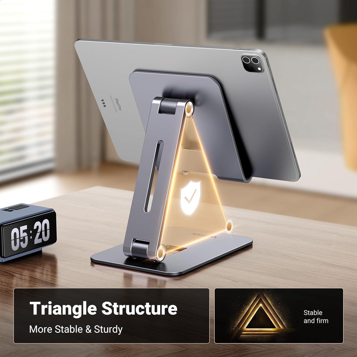 Подставка для телефона/планшета UGREEN настольная металлическая складная алюминиевая Серый (15608) - фото 2