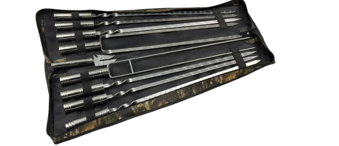 Набор шампуров цельнометаллических GrillMaster NB-2294 двойной/овощной нержавеющая сталь 3 мм из 6 шт. Серебристый (10-164-NB-2294)