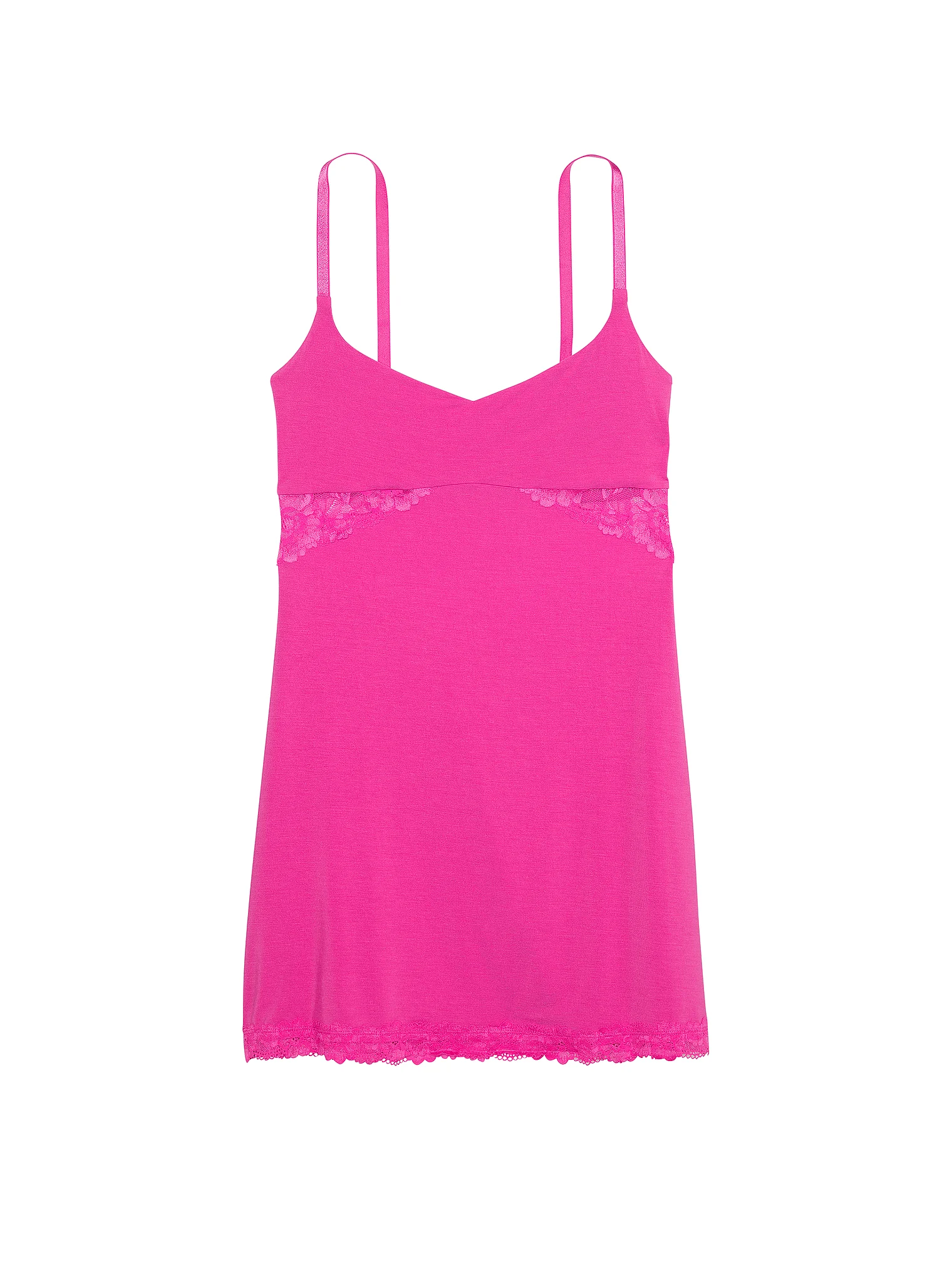 Сукня для сну жіноча Victoria's Secret Modal Lace-Trim Sweetheart Slip Dress модал S Фуксія (21035202)