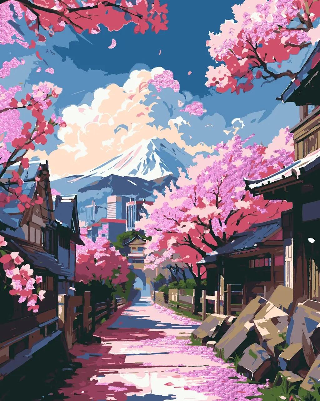 Картина за номерами Riviera Blanca "Весна в Японії " в наборі фарба з металевим ефектом (RB-0923) Картина за номерами Riviera Blanca "Весна в Японії " в наборі фарба з металевим ефектом (RB-0923)