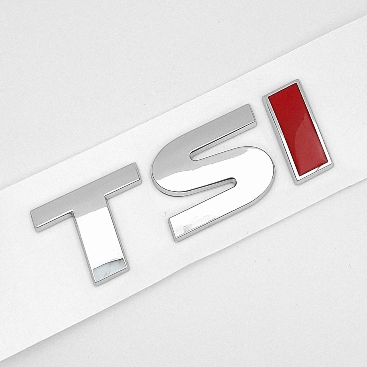 Емблема напис TSI Volkswagen курсив ABS 7,3х2,5 см Хром 2/Червоний 1 глянцевий (2772083680)