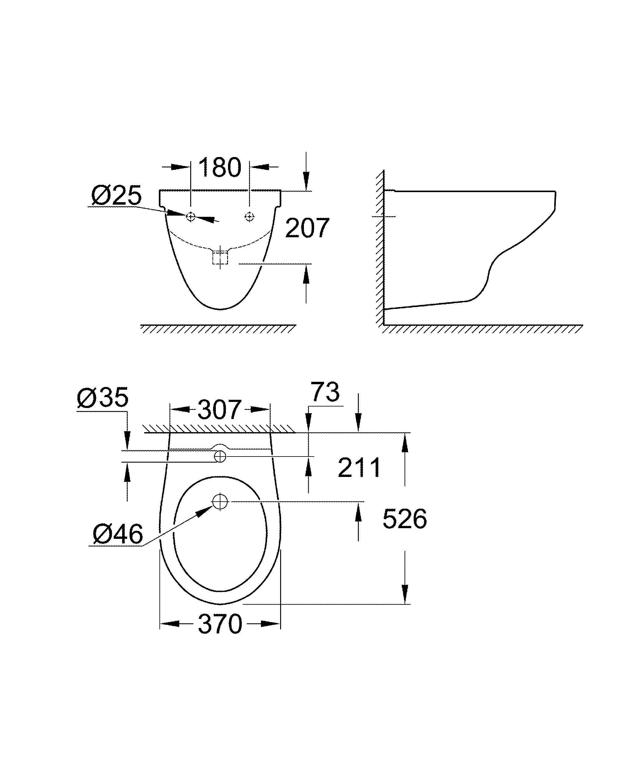 Біде підвісне Grohe Bau Ceramic 39433000 (143742) - фото 2