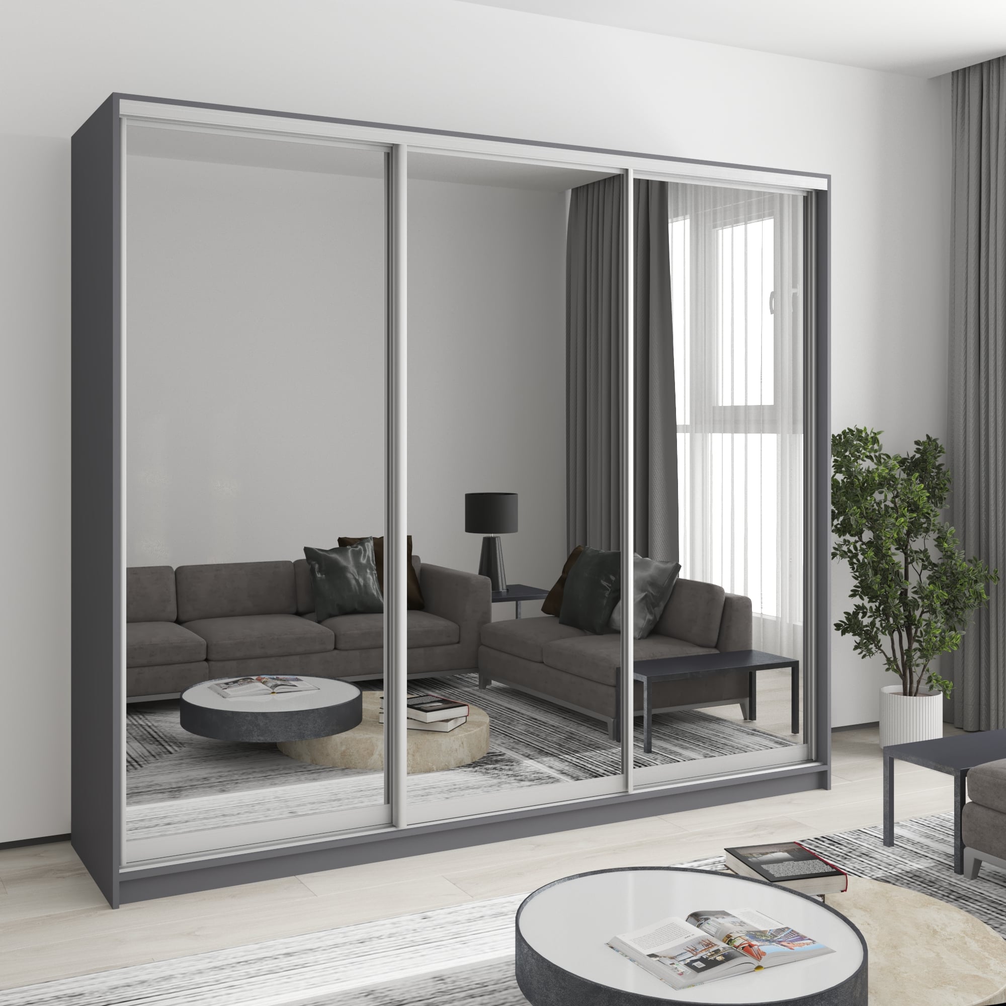Шафа-купе тридверна Mebel Star Комбо AL MBS-3252 240х45х210 см Антрацит (1004422) Шафа-купе тридверна Mebel Star Комбо AL MBS-3252 240х45х210 см Антрацит (1004422)