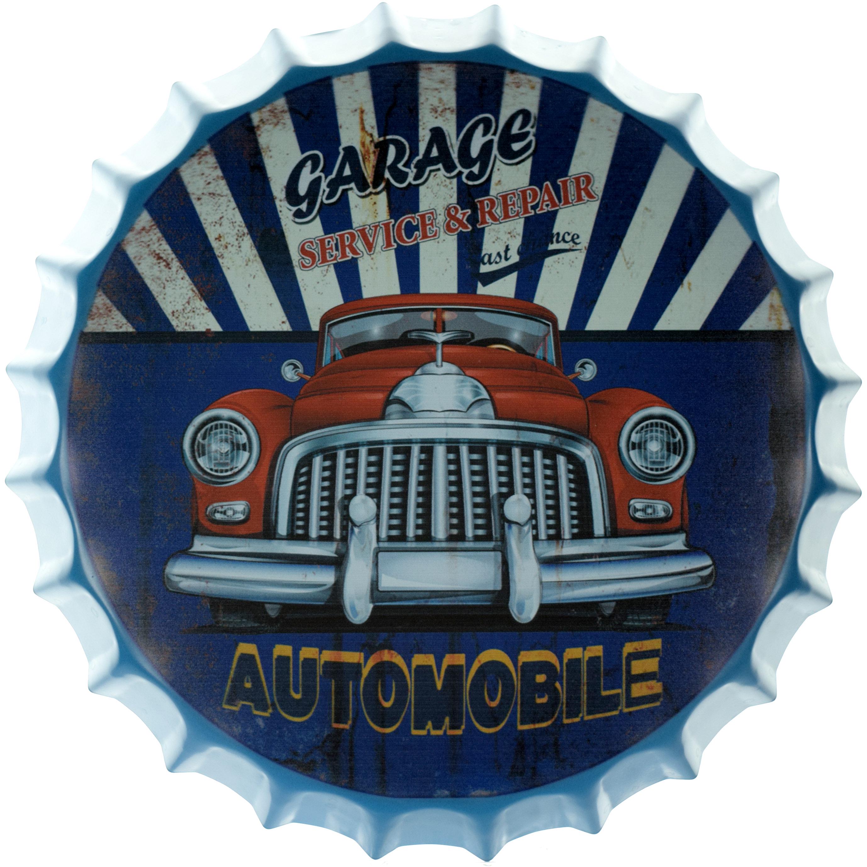 Табличка металлическая Автомобильный Гараж/Automobile Garage крышка 35 см