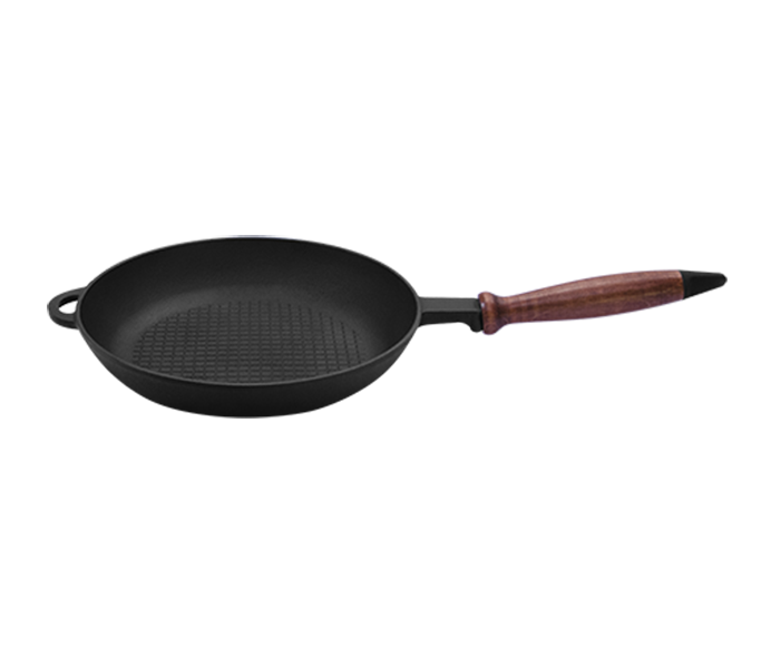 Сковорода чугунная Ситон с деревянной ручкой рифленное дно 26х40 см (2640)