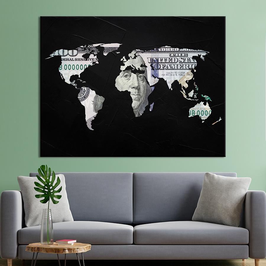 Настенний декор Денежная карта мира 80x60 см (YM-24)
