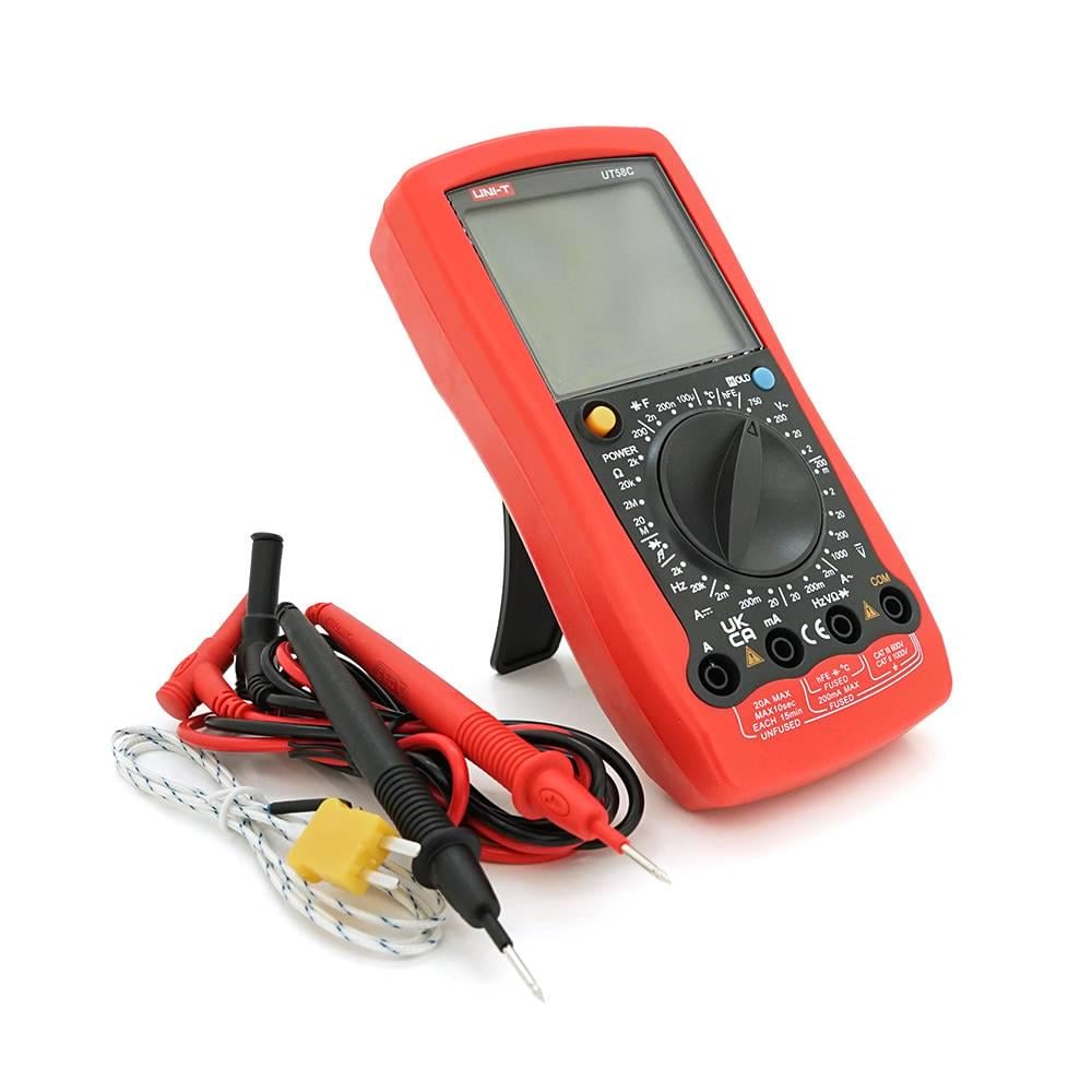 Мультиметр UNI-T UT58C вимірювання V AC/DC A AC/DC Ω C °C/°F функції Data Hold продзвонювання тест діодів/транзисторів (35107)