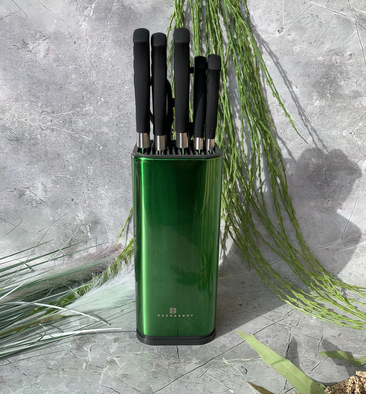 Набор кухонных ножей с подставкой Edenberg EB-11027 7 предметов антибактериальное покрытие Зеленый (2530555682) - фото 2 Набор кухонных ножей с подставкой Edenberg EB-11027 7 предметов антибактериальное покрытие Зеленый (2530555682) - фото 2