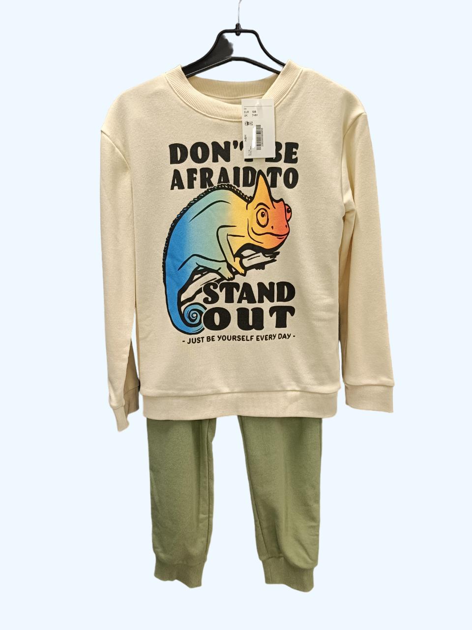 Костюм дитячий світшот та штани для хлопчика H&M 128 см Бежевий з зеленим (0114)