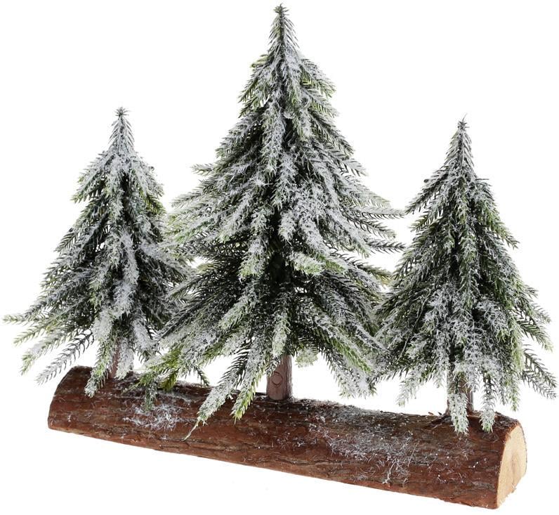 Набор декоративных елок на деревянной подставке заснеженные 3 шт. 35х17х26 см Набор декоративных елок на деревянной подставке заснеженные 3 шт. 35х17х26 см
